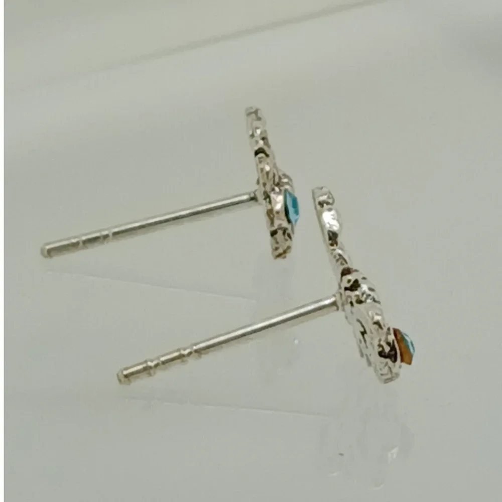 Scorpion Stud Earrings 925 Sterling Silver Blue Crystal‎ Scorpio Zodiac Jewelry